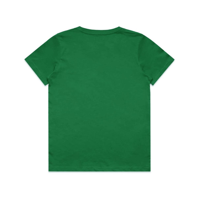 A green Youth Staple Tee with a simple design and no visible logos, featuring a classic T-shirt cut.