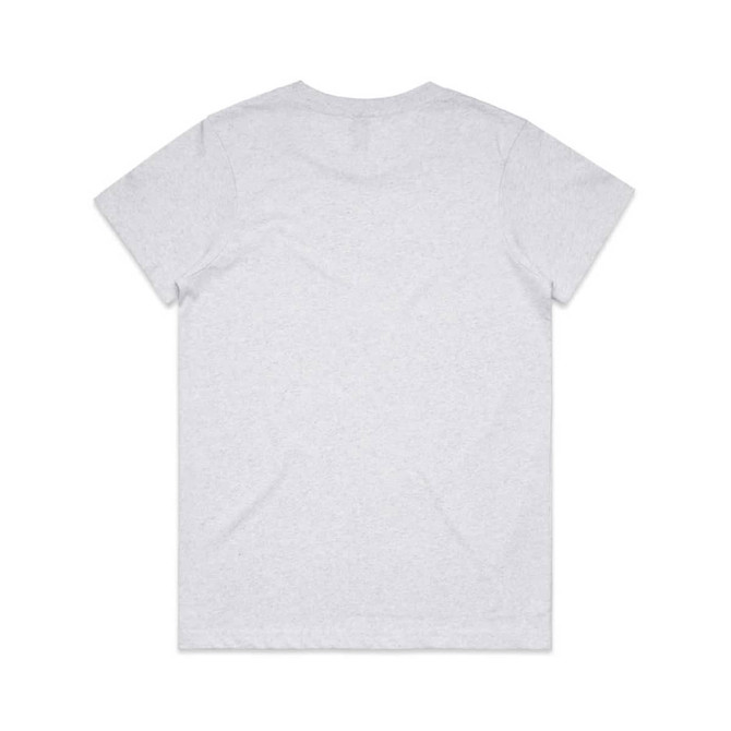 A grey t-shirt with a plain back and a small logo on the lower hem.