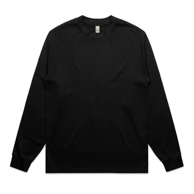 A long-sleeve black t-shirt with a simple design and a small logo on the neckline.