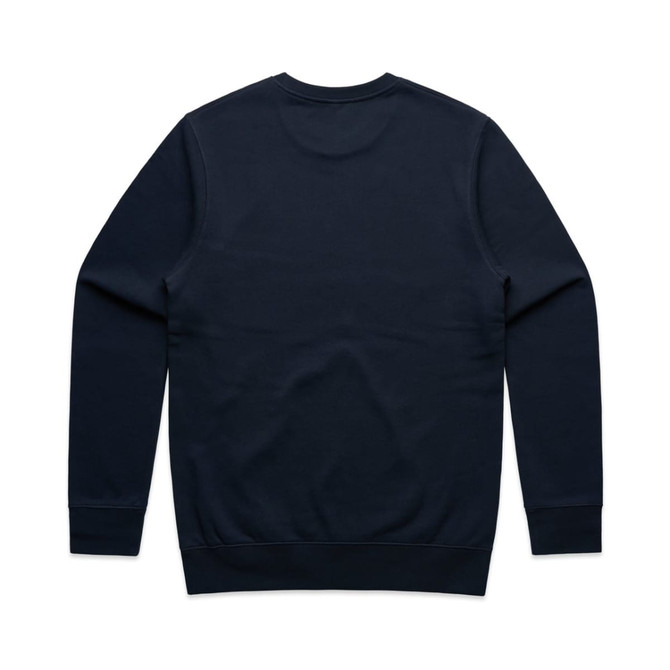 A navy blue hoodie featuring a back view with a simple design and ribbed cuffs and hem. Includes a logo.