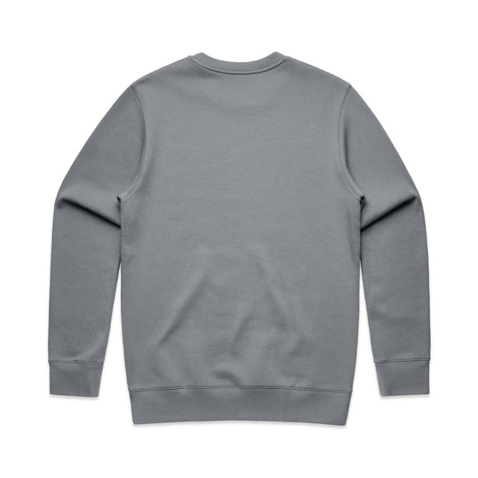 A grey hoodie with a plain back, featuring long sleeves and a comfortable fit. It has a logo on the back.