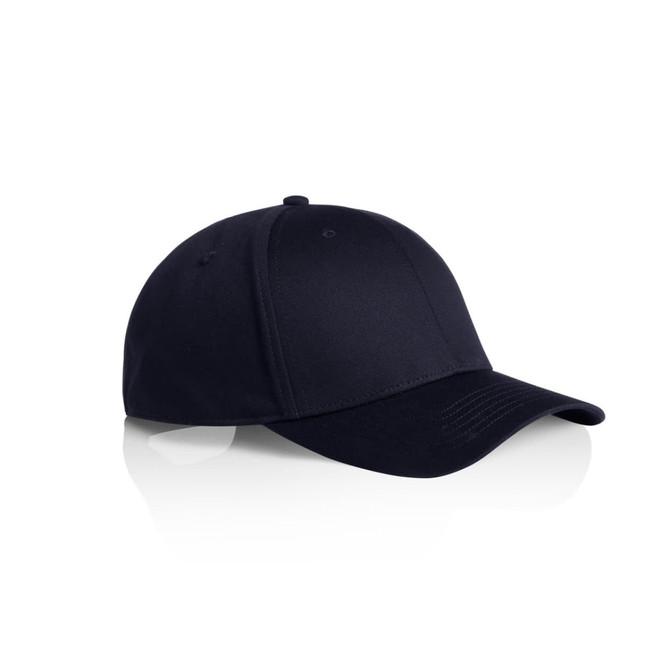 A black Icon Flex Cap with a structured design and a curved brim, featuring a logo on the front.