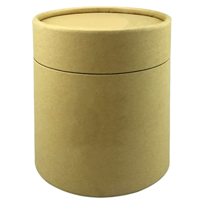 A cylindrical, kraft paper gift tube with a lid, suitable for packaging small drinkware items.