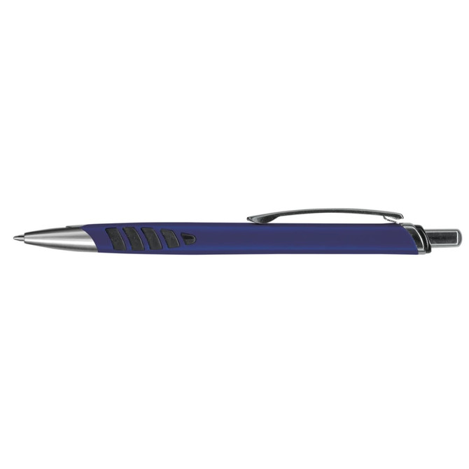 A B-52 Pen in blue plastic with a silver clip and accents. The pen features a textured grip for comfort.