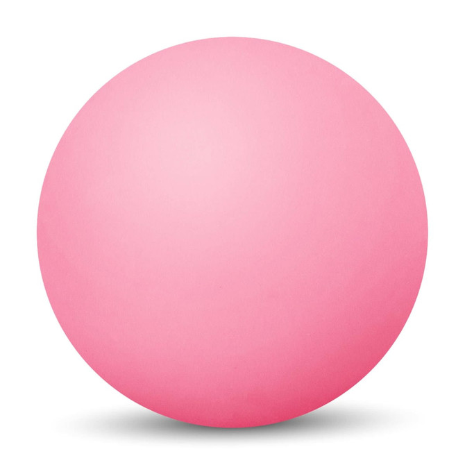 A pink high bounce ball featuring a smooth surface and a rounded shape. It includes a logo.