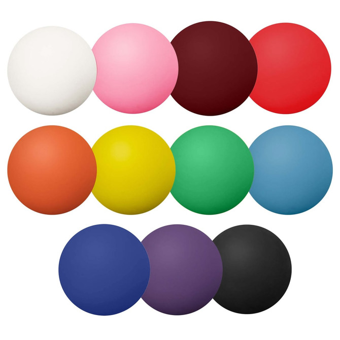 A collection of high bounce balls in various colours including white, pink, red, yellow, green, blue, purple, orange, and black.