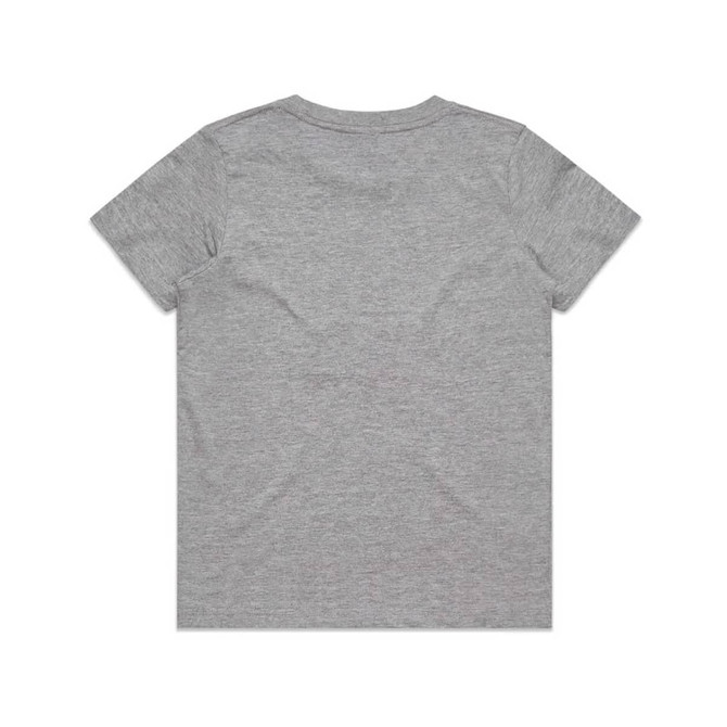 A grey kids' staple tee with a classic short-sleeve design, featuring a simple back without embellishments.
