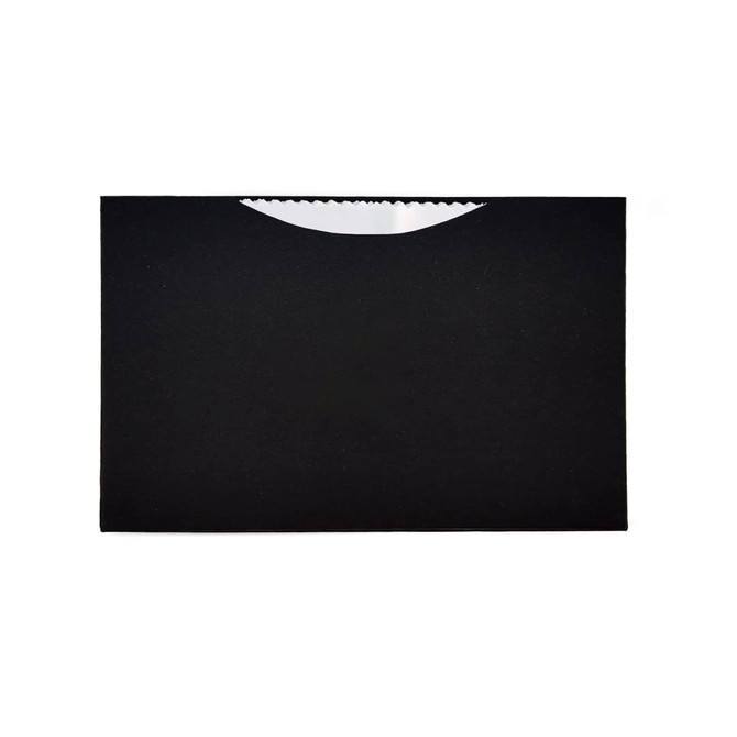 A black pouch with a curved cutout at the top, designed for holding items securely.