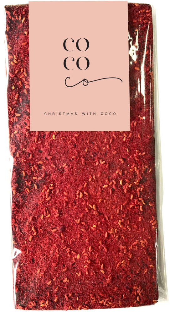 Premium Choc Dried Freeze Raspberries 100g - Dark Choc Bar with Sticker