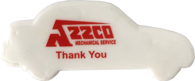 A car-shaped mint card in white with a red logo and the words "Thank You". Suitable for promotional use.