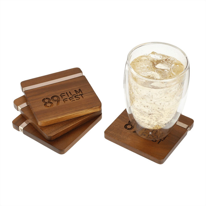 Graze Wood and Metal Coaster Set