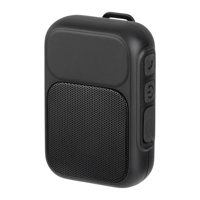 A black magnetic outdoor Bluetooth speaker with buttons on one side and a textured speaker grill.