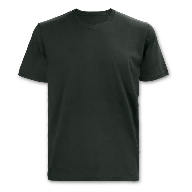 A dark green TRENDSWEAR men's T-shirt with short sleeves and a round neckline. The garment features a logo.