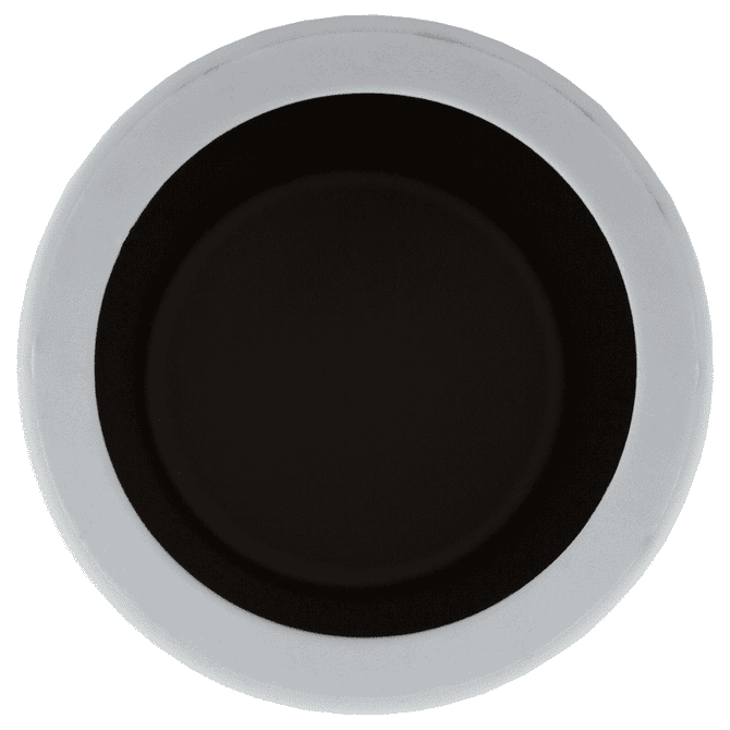 A drink bottle holder in black with a white rim. Features a logo on the surface.