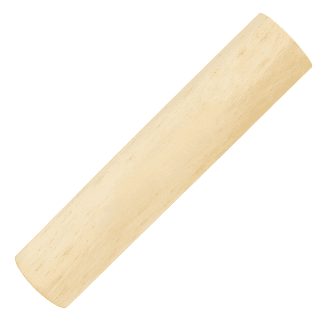 A wooden rolling pin, cylindrical and smooth, showcasing a natural wooden finish, with no visible branding.