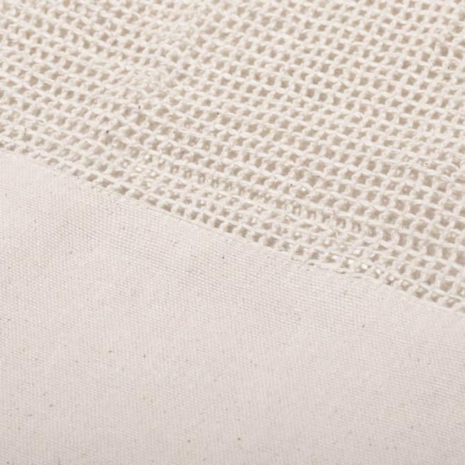 A textured beige mesh fabric, featuring a woven pattern at the top and a solid section at the bottom.