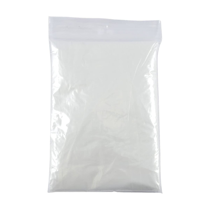 A transparent plastic bag filled with a white powder substance. The bag is resealable and appears empty.