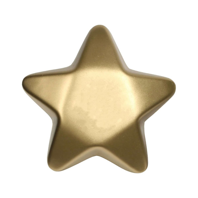 A gold star-shaped stress relief toy with a smooth surface, designed for relaxation and play.