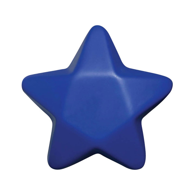 A blue star-shaped stress toy with a smooth surface and no visible branding.