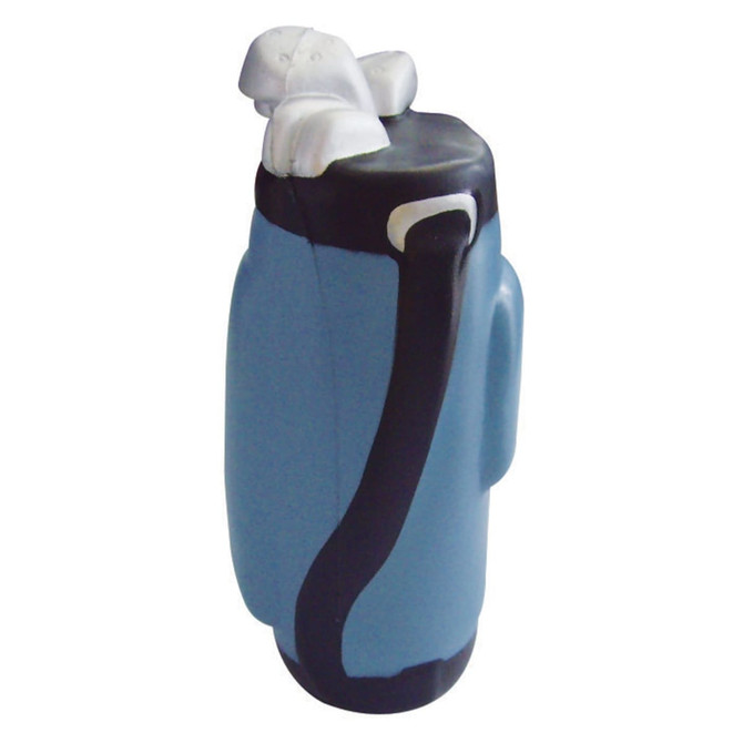 A blue stress golf club set featuring a rounded design with a white club head and a textured handle.