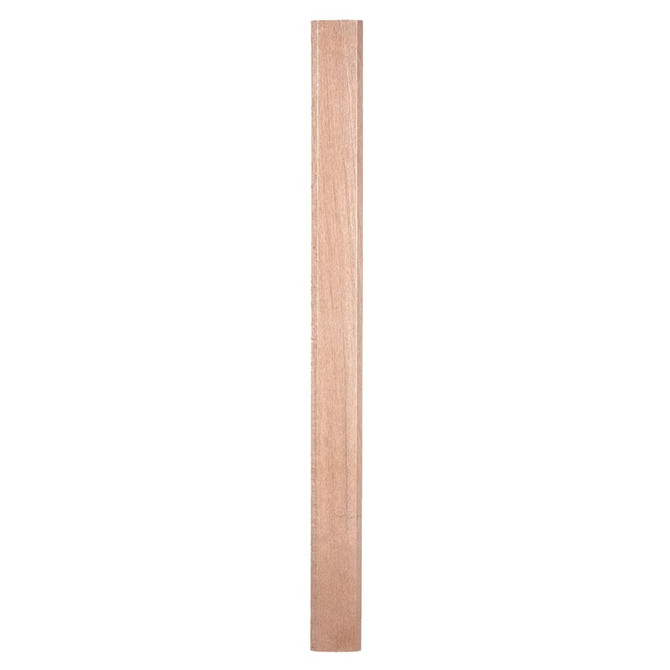A carpenter pencil in a natural wood colour, featuring a sleek, elongated design. It has a logo on one side.