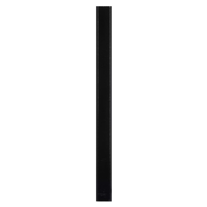 A black carpenter pencil with a rectangular shape, featuring a logo on one side.