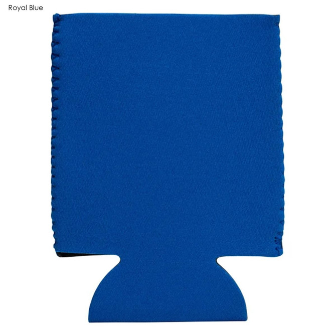A royal blue neoprene stubby cooler with a fitted base and clean, simple design, featuring a logo.