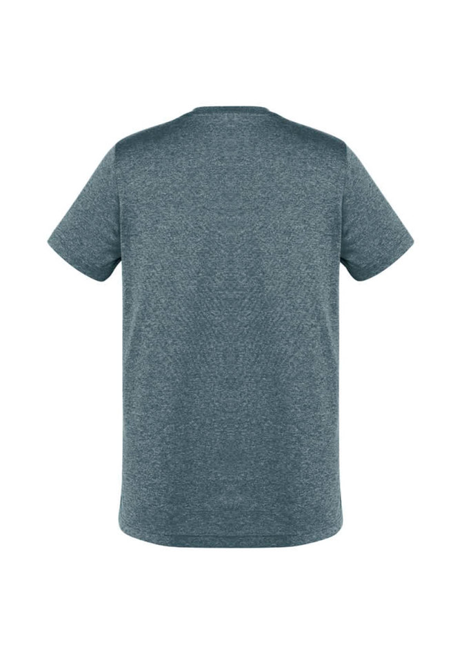A men's short sleeve tee in a dark teal colour, featuring a back view and a logo on the upper back.