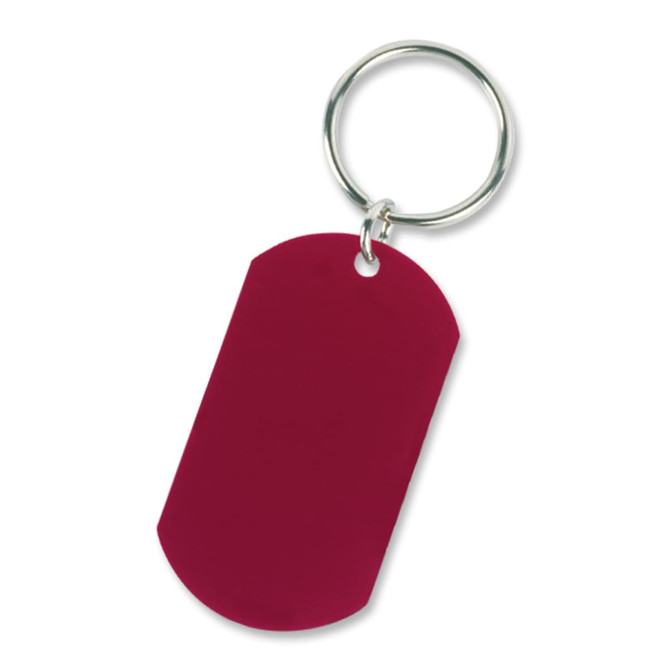 A red Lotus Key Ring with a smooth, rectangular design and a metal keyring attachment.