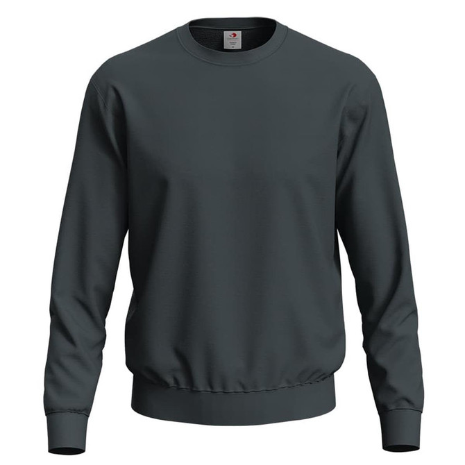 A dark green men's sweatshirt with long sleeves and a crew neck. It features a logo on the label.