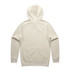 A beige hoodie featuring a hood and long sleeves, with a plain back design and a brand logo.