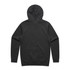 A dark grey hoodie featuring a hood and long sleeves. Includes a logo on the back.