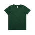 A green kids' staple tee featuring a classic crew neck design and a tag label.