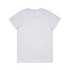A grey t-shirt with a plain back and a small logo on the lower hem.