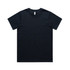A black classic T-shirt featuring a round neck and short sleeves, also with a branded label.