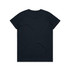 A plain black t-shirt with a classic crew neck and short sleeves, featuring no visible branding.