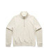 A beige half-zip crew jumper featuring a high collar and ribbed cuffs, with a logo on the front.