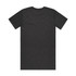 A dark grey T-shirt with a plain back design, featuring a logo or branding on the label.