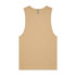 A tan sleeveless tank top with a relaxed fit and a small logo on the label.