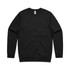 A black hoodie featuring a round neckline and long sleeves, with a logo on the label.