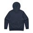 A navy blue hoodie featuring a hood and long sleeves, with a plain back and no visible logos or branding.