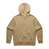 A khaki hoodie with a front kangaroo pocket and a hood, featuring a plain back design.