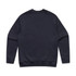 A navy jumper with long sleeves and a crew neckline. It features a logo on the back.