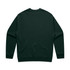 A dark green sweater with long sleeves and a crew neck, featuring a logo on the back.