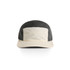 A two-tone nylon cap featuring a dark grey top and a cream front brim, equipped with a logo.