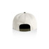 A two-tone cap in cream and olive green with a structured back and adjustable strap. Features a logo on the side.