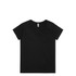 A black V-neck T-shirt featuring a classic cut and a logo on the label.