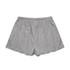 A pair of grey sports shorts with an elastic waistband and a simple design, featuring a logo.