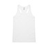 A white racerback singlet featuring a logo. The fabric is smooth and lightweight.