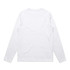 A long-sleeved white T-shirt displayed from the back, featuring a plain design and a small logo.